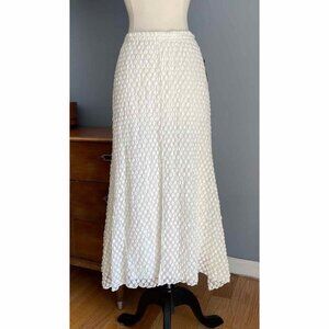 IC By Connie K  Maxi Skirt Textured Dots Ivory White Mesh Lace Lined